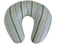Housse bébé coussin allaitement, 1 face Rayé Vert / 1 face éponge Coton Bio